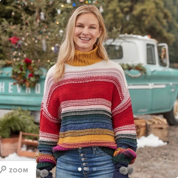 Sundance Sweaters - Sundance Small Color Vibes Sweater Rainbow Pullover Mock Neck Textured Womens